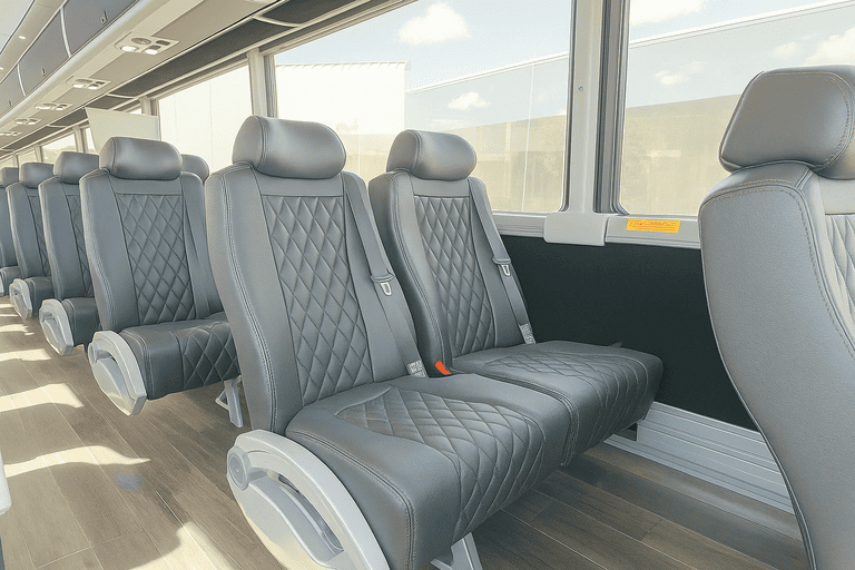 interior of Bus Rental Company Arvada charter bus